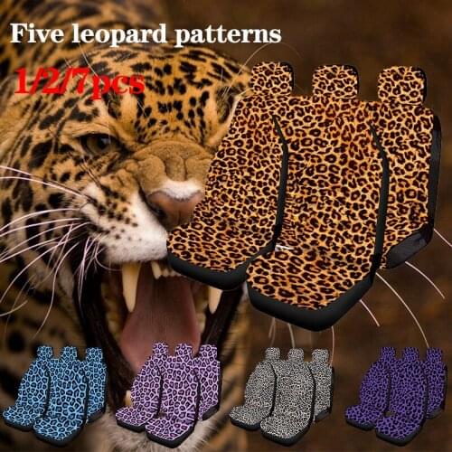 Aimaao 1/2/7 Pcs Leopard Grain Car Seat Cover Soft Polyester Fabric Fit Most Car SUV Truck For VW Kia Ceed Fiat 500 Mercedes