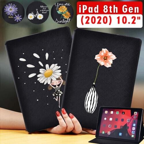 Tablets Case for Apple Ipad 8 2020 8th Gen 10.2 Inch Adjustable Folding Stand Tablet Protective Case + Free Stylus