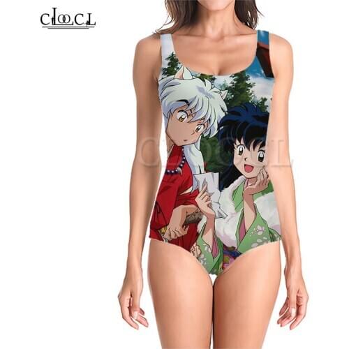 CLOOCL Japanese Anime Inuyasha 2021 One-piece Swimsuit Girl 3D Print Sleeveless Slim Sportswear Women Colorful Swimwear