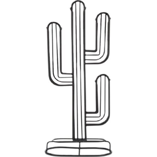 Coffee Capsules Holder Iron Wrought Coffee Pods Storage Rack Creative Cactus Coffee Dispenser Tower Display Stand Organizer