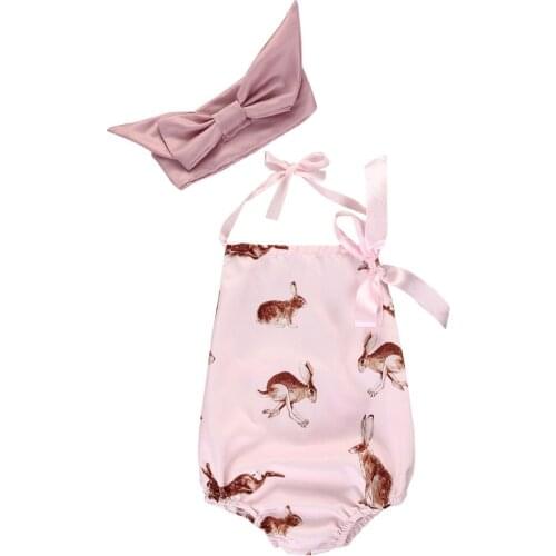 Baby Rompers Girl Baby Costumes Set Kids Jumpsuit Cotton Spaghetti straps Halter Romper Photo Props with bow headband