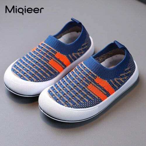 Kids Walking Shoes For Boys Autumn Mesh Breathable Soft Sole Socks Sneakers Baby Toddlers Flat Shoes Slip On Running Playing