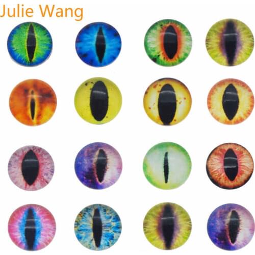 Julie Wang 6-30mm Mixed Oval Or Round Pupil Dragon Eyes Cabochons Flatback Glass Lizard Frog Vivid Eyes Bracelet Jewelry Making