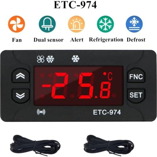ETC-974 Mini Temperature Controller Refrigerator Thermostat Regulator Thermoregulator Thermocouple NTC Dual sensor 220V 40%off