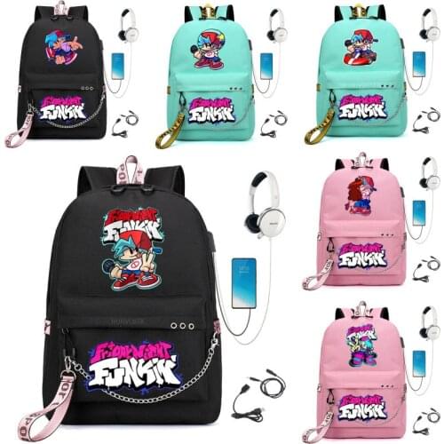 Games Friday Night Funkin USB Charge Backpack Students School Shoulder Bag Satchel Teenager Laptop Backpack Women Men Knapsack