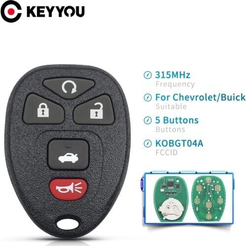 KEYYOU 3/4/5 Buttons Keyless Entry Remote Key DIY For Chevrolet Cobalt/Malibu/Buick/Pontiac/Saturn Aura Fob 315MHz KOBGT04A