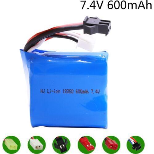 Li-ion battery for TK H100 H102 S2 High speed RC toys boat model 18350 7.4V(3.7v * 2) 600mAh 15C battery SM/JST/T/EL-2P Plug 2S