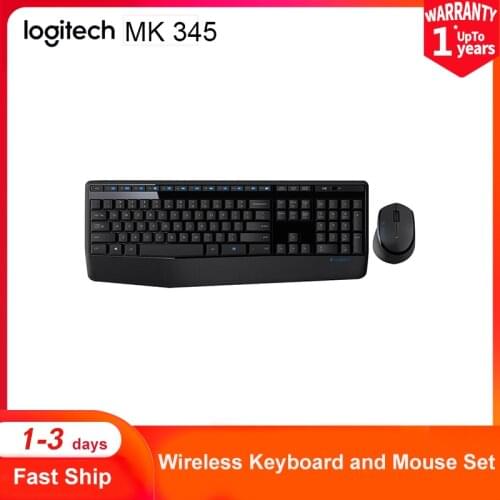 Logitech MK345 Wireless Keyboard Mouse Combos Full-Size Keyboards And Right-Handed Mice Set Optical For Home Office PC Laptop