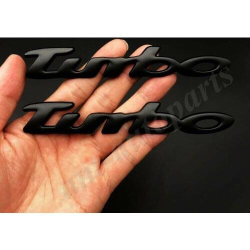 2pcs Metal Black Turbo T Car Trunk Rear Emblem Badge Decal Sticker 2.0 3.0