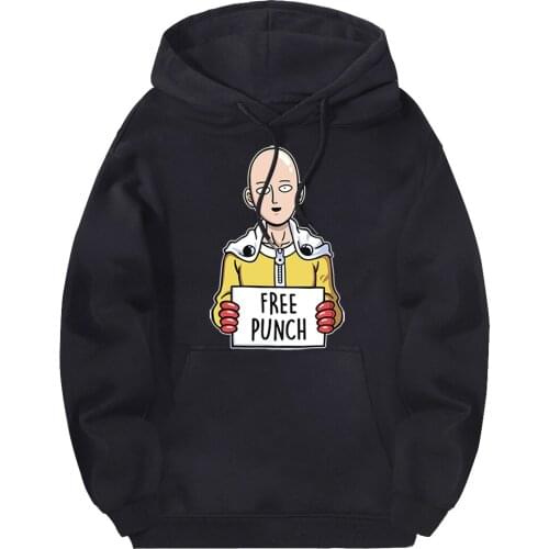 One Punch Mens Sweatshirts Hooded 2020 Printing Clothing Harajuku Fall Winter Solid Hoodies Homme Black Moletom Masculino