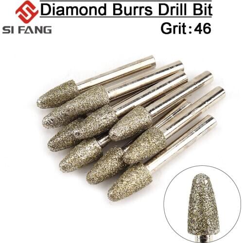 Diamond Burr Set Drill Bits Set For Dremel Rotary Tools Grinding Grinding shank 6mm Accessories Dropshipping