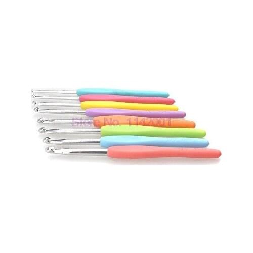 50set 8pcs/set Colorful Crochet Hook Set Plastic Handles Aluminum Knitting Needles Yarn Crochet Needles Knitting Sewing Tool