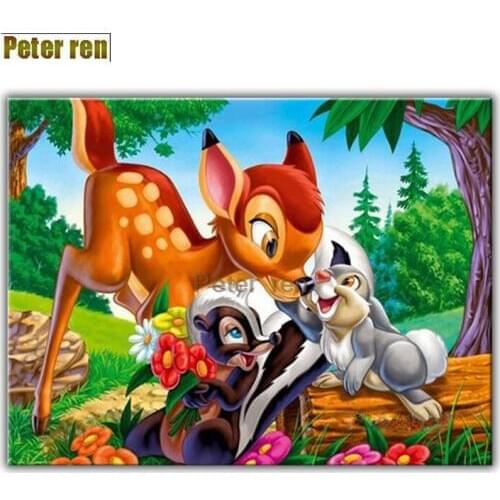 Peter ren diamond painting cross stitch kits Diy round diamond Mosaic artwork Full embroidery Rhinestone icons picture Plum deer