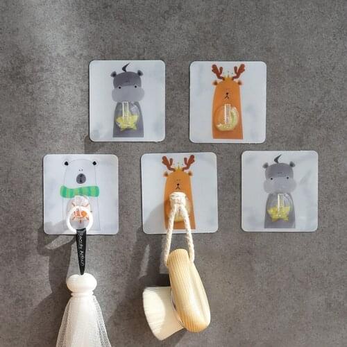 Wall Hanging Hook Cartoon Animals Storage Hook Free Nail Single Wall Hooks Decorative Home Decor Wall Hook Key Hair Pin Holder