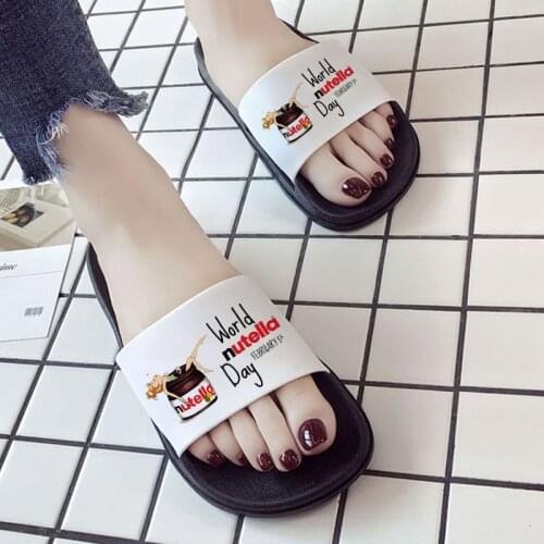 Nutella Cartoon Slippers Non-slip Home Slippers Bathroom Flip Flops Beach Sandals Summer Slippers Fun Slipper Girls