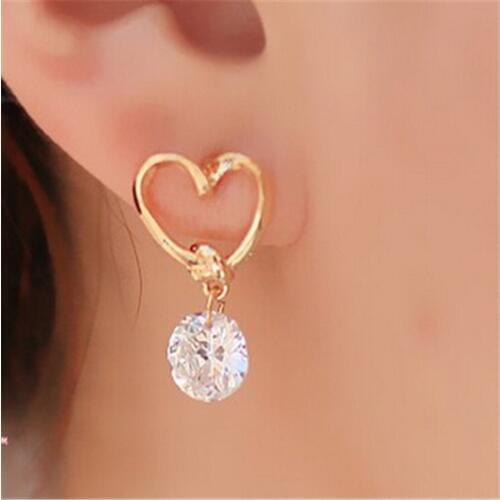 2020 New Womens Fashion Love Heat Shape Rhinestone Dangle Drop Earrings For Women Girl Bride Wedding Jewelry Gifts Wholesaler