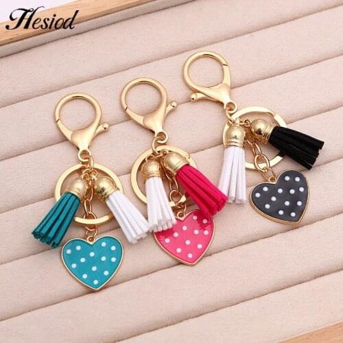 Hesiod 2021 New Fashion Oil Dropping Key Chain Tassel Metal Keychain Heart-shaped Tassel Combination Metal Alloy Keychain