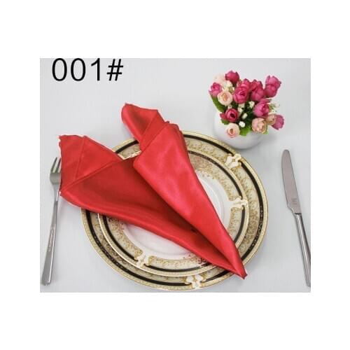 NP002 cheap popular 40cm*40cm custom made red burgundy green yellow gold navy silver black white red lilac satin table napkin