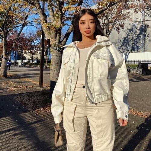 Oversized Pocket Exposed Line Trim Twill Denim Panel Hooded Jacket