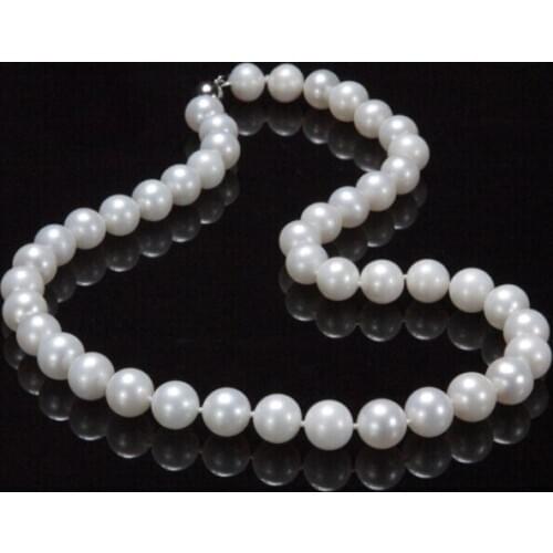 New AAA+ 9-10mm genuine white fresh water cultured pearl necklace 17" Factory Wholesale price Women Gift word Jewelry