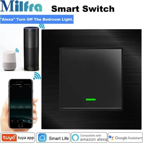 Milfra Wifi Switch Internet Neutral Wire Required Smart Light Switch Voice Phone Control 86 Switch for Alexa Tuya Smart Life App