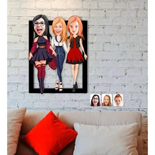 Personalized Hen Caricature OF 3D Wood Tablo-2