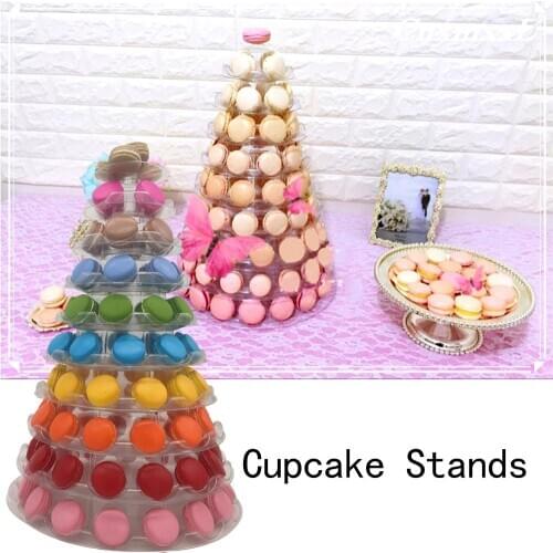 Macaron Cupcake Stand, 10 Tier Cupcake Tower Holder Cupcake Tower Wedding Display Stand Clear Cupcake Dessert Stands for Wedding