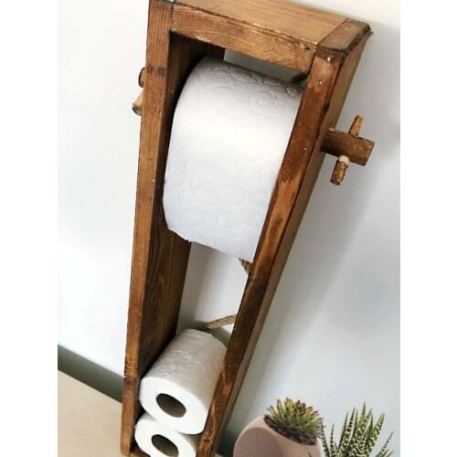 Wooden Toilet Paper Stand Wood Toilet Roll Holder Toilet Paper holder Wood Bathroom Supplies Paper towel holder