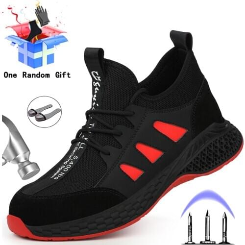 Work Safety Boots Men Shoes Sneakers Men Anti-Smashing Safety Shoes Men Lightweight Work Boots Indestructible Steel Toe Shoes