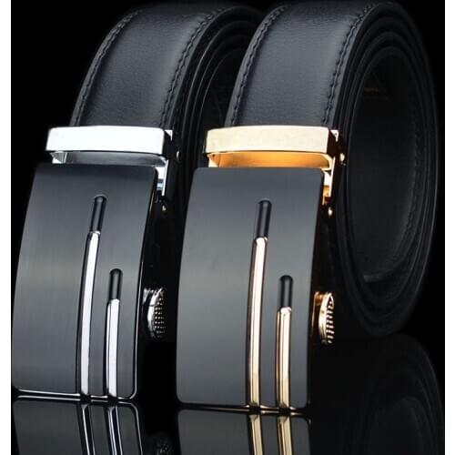 Top Quality Belt Automatic Buckle black Belts Cummerbunds Luxury brand Male Genuine Leather Strap Belts For Men
