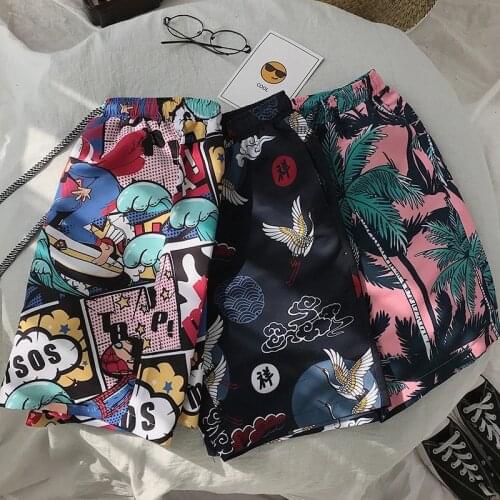 Summer New Casual Shorts Men Beach Breathable Quick Dry Loose Shorts Mens Fashion Hawaii Print Short Pants Couple Shorts Male