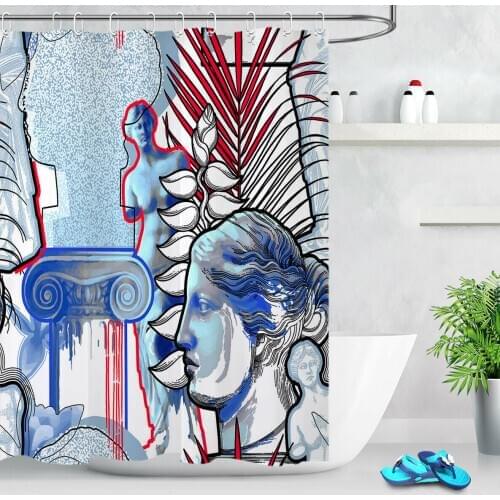 Venus Statue Tropical Leaves Exotic Shower Curtain Liner Bathroom Waterproof