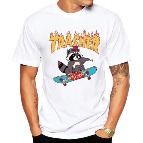TEEHUB Casual Trasher Men T-Shirt Fashion Cartoon Lemur Printed Hipster Tshirts Short Sleeve t shirts Basic Tee