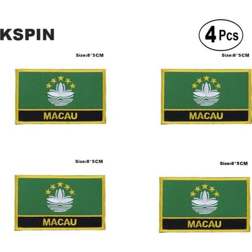 Macau Rectangular Shape Flag Iron on Saw on Patches Embroidered Flag Patches National Flag Patches for Clothing