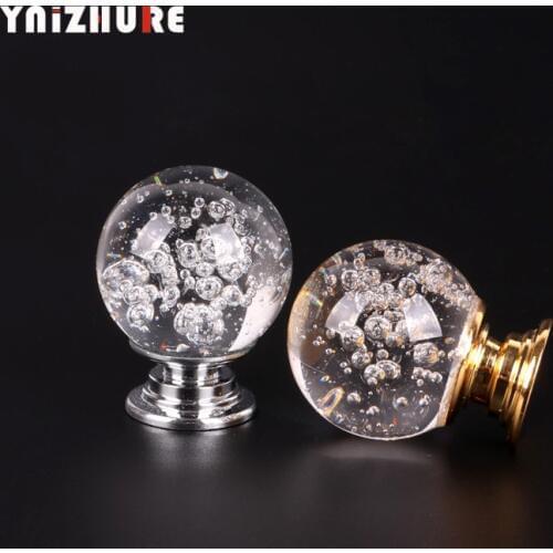 YNIZHURE Brand Design Crystal glass Creative bubble ball Design Cupboard Pulls Drawer Kitchen Cabinet Door Wardrobe Handles 1PC