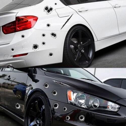 Funny 3D Car Stickers Bullet Hole Pattern Auto Body Motorcycle Decals Accessories PVC Car Decoration Side Waterproof Exteri X5U4