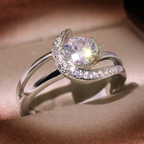 S925 Sterling Silver Ring for Women Diamond Wedding Fine Jewelry for Luxury Christmas moon Diamond Vintage 924 Silver Women