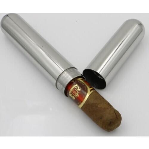 10pcs/lot Stainless Steel Single Cigar Case/Tube/Box/Holder Storage for One PC Cigar Bright/Matte Finish Wholesale