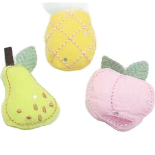 10pcs/lot Cartoon Fabric Fruit Apple,pear,pineapple Padded appliques,DIY headwear garments decoration cotton-filled materials