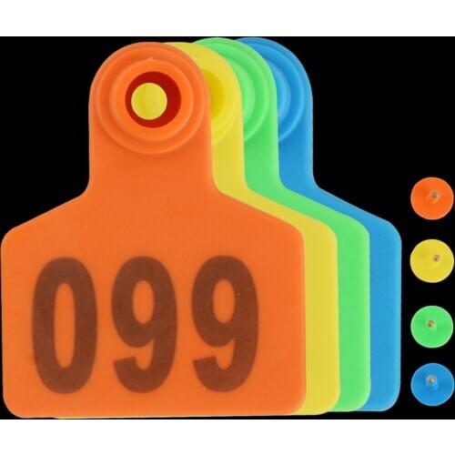 20PCS Pig Sow Ear Tags Plate Digital Marker Label With Copper Head Earrings 4 Colour Farm Livestock Animal Identification Card