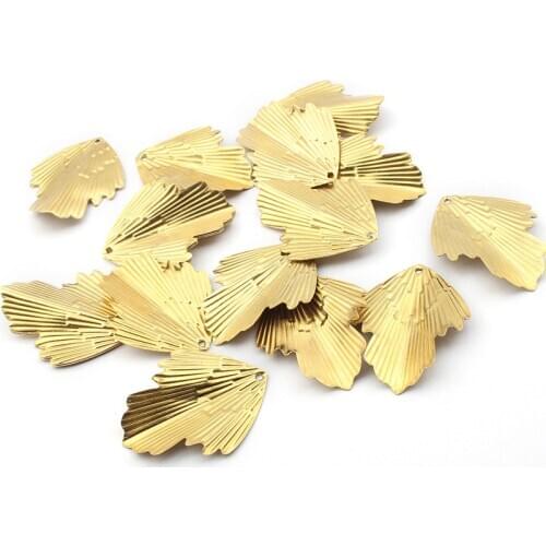 20pcs New Charms Raw Brass Leaves Leaf Charms Pendant For Handmade Earrings Hanging Jewelry Findings Making