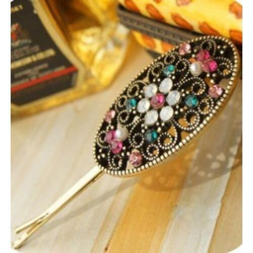 2020 Retro unique classic crystal luxury hollow Crystal hairpin side clip hair accessories hairpin wholesale