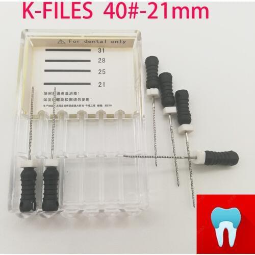6pcs/pack #40-21mm Dental K Files Root Canal Dentistry Endodontic Instruments Dentist Tools Hand Use Stainless Steel