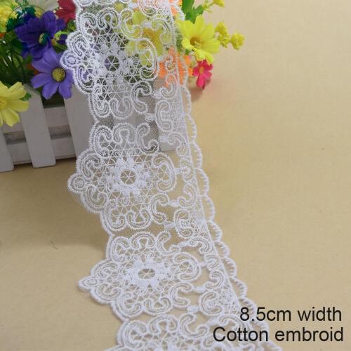 8.5cm width Cotton embroid sewing ribbon guipure lace trim or fabric warp knitting DIY Garment Accessories free shipping#2971
