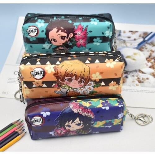 Anime Demon Slayer Tanjirou Nezuko Agatsuma Zenitsu Student Stationery Box Durable Large Capacity Storage Bag Girl Pencil Bag