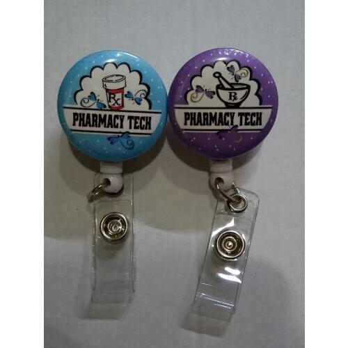 Pharmacy Tech RX Purple&Blue Nurse Badge Reel Metal clip 10pcs/lot