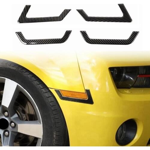 Carbon Fiber Car Front Rear Bumper Turn Signal Side Marker Lights Decoration Cover Trim for Chevrolet Camaro 2012-2015
