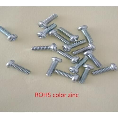 Free delivery Cross round head metric American machine thread screw Rohs color zinc black nickel white nickel m2 2-56 4-40 10-32