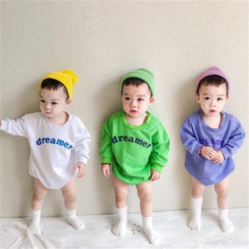 Colorful Newborn Baby Girls Boys Clothes Cotton Long Sleeve Infant White Green Purple Color Loose Romper 0-18M Baby Jumpsuit