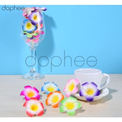 Dophee 100pcs 4cm PE Foam Plumeria DIY Artificial Wreath Frangipani Egg Flower Heads For Wedding Decor Accessories